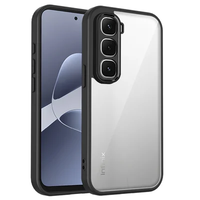 Für Infinix Hot 70 Pro 5G Hülle Matt Hautgefühl Transparent PC + TPU Stoßfest Handyrückseite - Schwarz