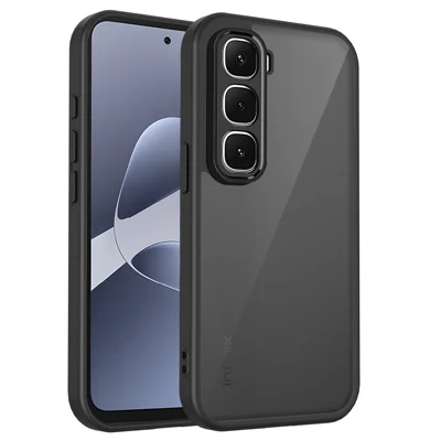 Für Infinix Hot 70 Pro 5G Hülle Skin-Touch Matt PC + TPU Anti-Drop Handyhülle - Transparent Schwarz