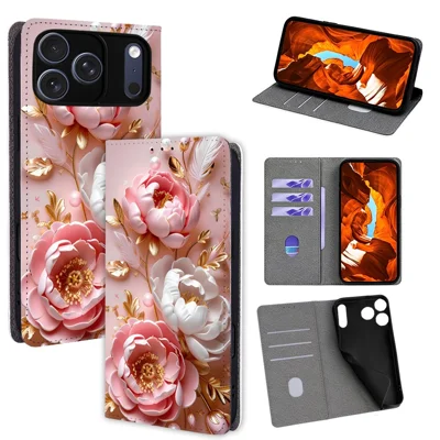 Coque pour iPhone 18 Pro Max / 17 Pro Max avec motif imprimé, fermeture magnétique, étui portefeuille en cuir PU - QMHD0008