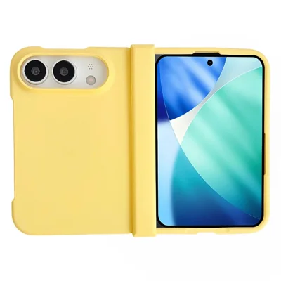 For iPhone Fold Case Skinfølelse PC telefonbeskyttelse med hængselbeskyttelse - Gul
