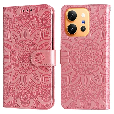  For vivo X300 E 5G Case Sunflower Imprint Leather Wallet Phone Cover - Pink