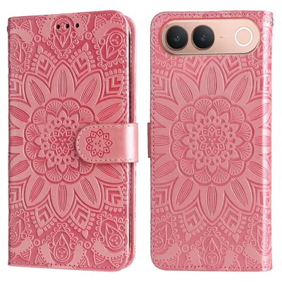 For vivo V80 Lite 5G (IN / PK) / vivo S2 5G Case Sunflower Imprint Leather Wallet Phone Cover - Pink