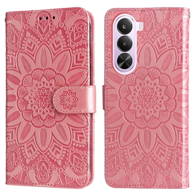 Cover per OnePlus Nord CE6 Lite 5G / Realme P4x 5G, Cover Portafoglio in Pelle con Stampa di Girasole - Rosa