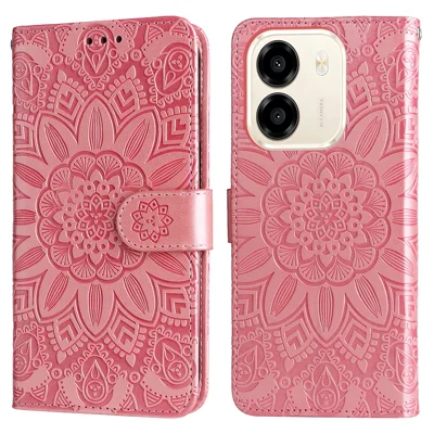  For Honor X7e 4G / Honor Play 80 Plus 5G / Honor X6e 4G Case Sunflower Imprint Leather Wallet Phone Cover - Pink