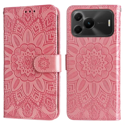  For Huawei nova 16 SE 5G Case Sunflower Imprint Leather Wallet Phone Cover - Pink