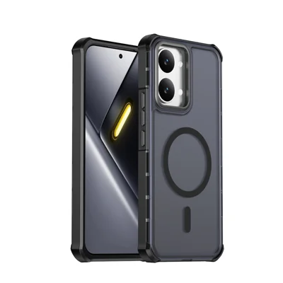  Etui magnetyczne do Xiaomi Poco X8 Pro Max 5G / Xiaomi Redmi Turbo 5 Max 5G, z chromowaną ramką, pokrowiec TPU+PC z miękką powłoką, kolor czarny