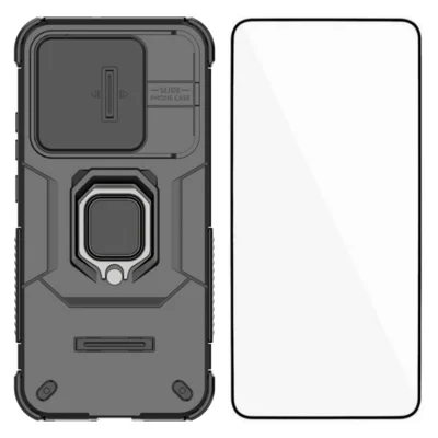 WANLONFENG til Xiaomi Redmi Note 17 Pro 5G ZDX Serie Hylster PC TPU Støtte Hylster Bagdel med Linsedækket + Hærdet Glas - Sort
