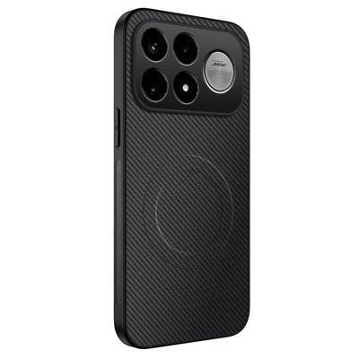 WANLONFENG voor Xiaomi Redmi K100 Pro 5G / Xiaomi Poco F9 Pro 5G TQ-serie magnetische hoes met koolstofvezelstructuur PC TPU telefoonhoes - Zwart