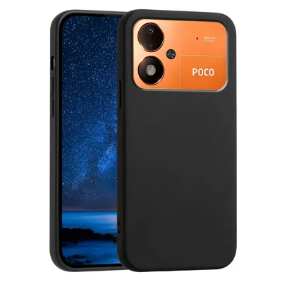  For Xiaomi Poco M8 Power 5G Case Soft TPU Anti-Drop Non-Slip Texture Phone Cover - Black