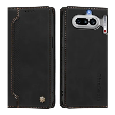  For Nothing Phone (4a) Case Magnetic Closure Wallet Stand TPU PU Leather Phone Cover - Black
