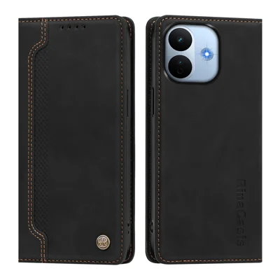Etui z portfelem i uchwytem na Xiaomi Redmi Note 17 Pro Max 5G / Xiaomi Redmi Note 17 Pro+ 5G z magnetycznym zamkiem, pokrowiec na telefon z tworzywa TPU i skóry PU - Czarny