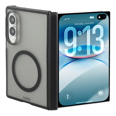 X-LEVEL pour Samsung Galaxy Z Fold8 Étui Magnétique avec Protection de Charnière Coque pour Téléphone Pliable en PC + TPU - Noir Transparent
