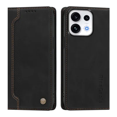 Capa de Telemóvel com Carteira e Suporte de Fecho Magnético TPU e Pele PU para Oppo Reno16 5G (Global) / Oppo Reno16 5G (China) / Oppo Reno16 Pro 5G (Global) - Preto