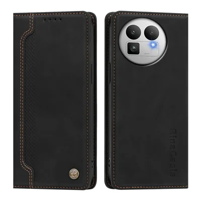  Custodia per Realme GT 8 Pro 5G con Chiusura Magnetica, Portafoglio con Supporto, Cover in TPU e Pelle PU - Nero