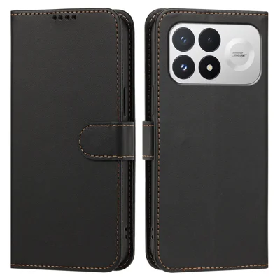 Per Xiaomi Redmi K100 Pro 5G / Xiaomi Poco F8 Pro 5G / Xiaomi Redmi K90 5G / Xiaomi Poco F9 Pro 5G Custodia in Pelle Portafoglio con Supporto Copertura Antiurto Colore Solido - Nero