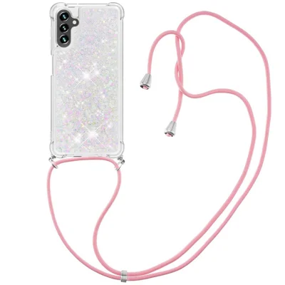 Für Samsung Galaxy A54 5G TPU-Hülle mit Quicksand-Design und Lanyard - Laser / Herzen