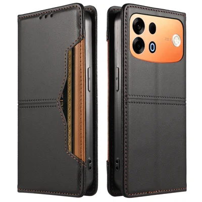  Voor Oppo A7 Pro Max 5G Wallet Case met externe kaartslot magnetische sluiting lederen telefoonhoes - Zwart