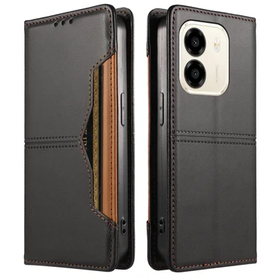  For Honor X7e 4G / Honor Play 80 Plus 5G / Honor X6e 4G Wallet Case External Card Slot Magnetic Closing Leather Phone Cover - Black