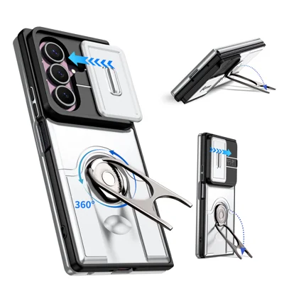  Til Samsung Galaxy Z Fold7 5G / Galaxy Z Fold8 Ultra Case med skydelens kamera dæksel stand PC + TPU beskyttende telefon skål - Sølv