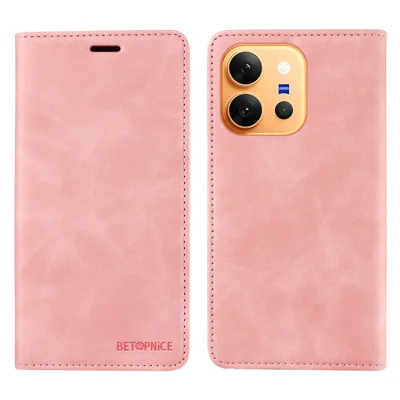  BETOPNICE for vivo X300 E 5G Case  Magnetic Closure RFID Blocking Wallet Stand Leather Phone Cover - Pink