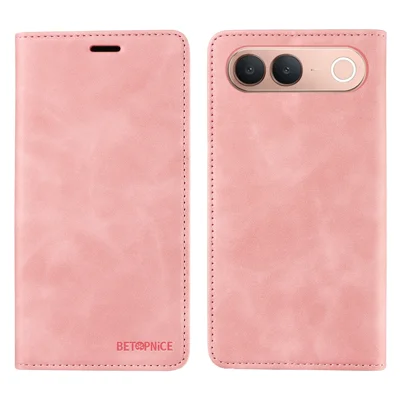 BETOPNICE for vivo V80 Lite 5G (IN / PK) / vivo S2 5G Case  Magnetic Closure RFID Blocking Wallet Stand Leather Phone Cover - Pink