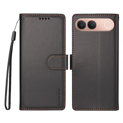 BETOPNICE for vivo V80 Lite 5G (IN / PK) / vivo S2 5G 006 Case RFID Blocking Wallet Stand Leather Phone Cover with Wrist Strap - Black