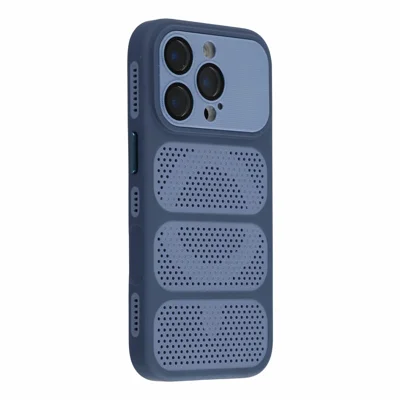 Funda para iPhone 16 Pro compatible con MagSafe, carcasa de refrigeración triple ventilada de PC+TPU - Azul