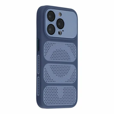 Capa para iPhone 14 Pro Max Compatível com MagSafe com Refrigeração Tríplice Ventilada em PC+TPU - Azul