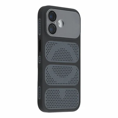 Für iPhone 16 Hülle kompatibel mit MagSafe Dreifach belüftete Kühl-PC+TPU-Handyhülle - Schwarz