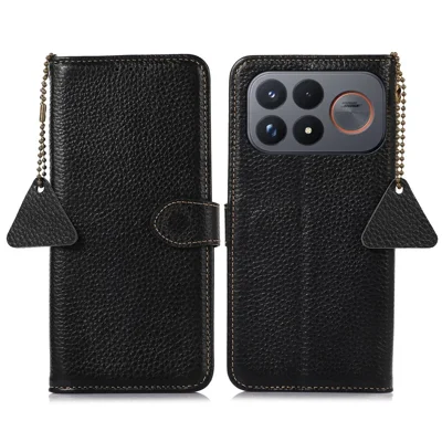 Coque pour Xiaomi Redmi K100 Pro Max 5G, protection RFID, cuir véritable de vache, texture croco, - Noir