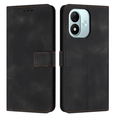Futera skórzana na Xiaomi Redmi Note 17 5G (Global) / 17 4G (Global) / 17 (Indie/Chiny) 5G, jednolita kolorystyka, etui portfelowe chroniące - Czarny