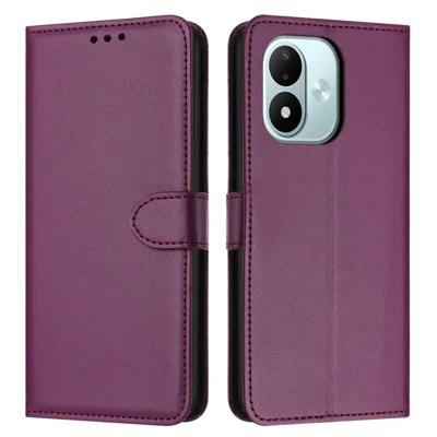 Futera skórzana na Xiaomi Redmi Note 17 5G (Global) / 17 4G (Global) / 17 (Indie/Chiny) 5G, etui portfel z uchwytem i podstawką z paskiem na nadgarstek – fioletowa