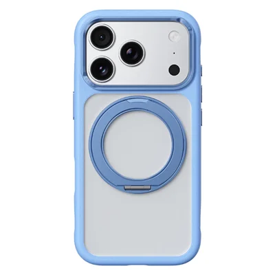 ROCK For iPhone 18 Pro / 17 Pro Case with Magnetic Rotating Kickstand Skin-Feel PC + TPU Phone Cover - Blue
