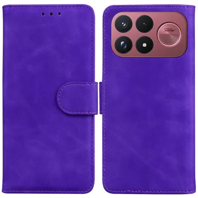 For Xiaomi Poco F9 Ultra 5G Case Solid Color Leather Wallet Phone Cover - Purple