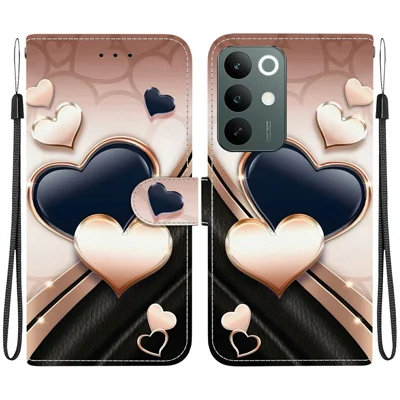 Кожаный чехол для OnePlus N6x 4G / Realme C100 5G / C85 5G / C83 5G с подставкой, бумажником, рисунком и ремешком на запястье — Любовь