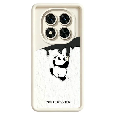 For Xiaomi Redmi Note 15 Pro+ 5G (Global) / Poco M8 Pro 5G Phone Case TPU Rubberized Anti-Slip Whitewasher Panda Pattern Back Cover - White