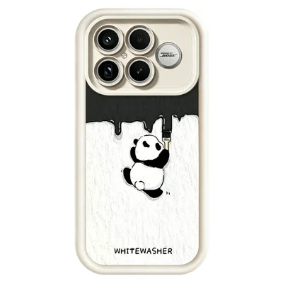 For Xiaomi Poco F8 Ultra / Redmi K90 Pro Max 5G Phone Case TPU Rubberized Anti-Slip Whitewasher Panda Pattern Back Cover - White