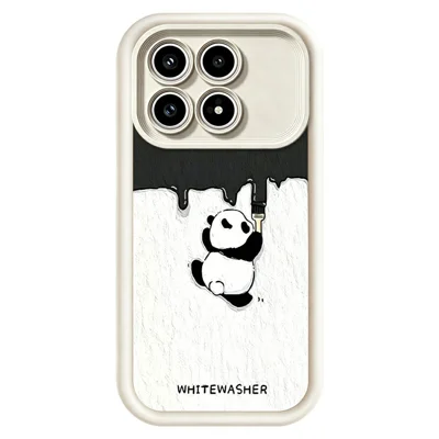 Cover per telefono per Xiaomi Poco F8 Pro 5G / Redmi K90 5G, custodia in TPU antigraffia con motivo panda bianco su fondo bianco - Bianco