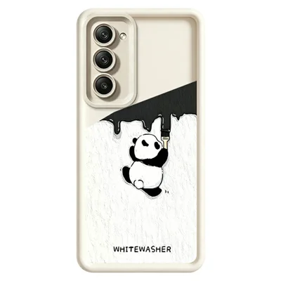 Capa de Telemóvel para Xiaomi Redmi 15 5G (Global) (169 mm) TPU com Revestimento Emborrachado Anti-derrapante com Estampa de Panda - Branco