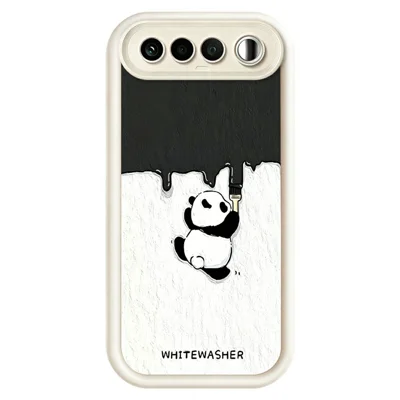 For Realme 16 5G Phone Case TPU Rubberized Anti-Slip Whitewasher Panda Pattern Back Cover - White