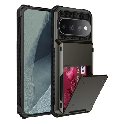 För Google Pixel 11 Pro / 11 Skal av PC + TPU med dubbel lager och kortficka - Svart