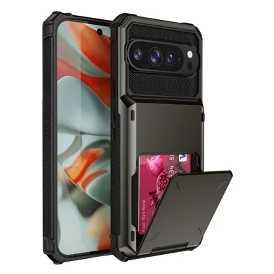 Fodral för Google Pixel 11 Pro XL PC + TPU med dubbel lager på baksidan med kortficka - Svart
