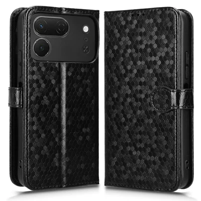 Plånboksfodral för TECNO Spark 50 Pro 4G med prickmönster, PU-läder mobilskal med handledsband - Svart