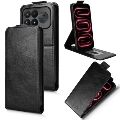 For Xiaomi Poco F9 Pro 5G / Redmi K100 Pro 5G (China) Stand Case Magnetic Clasp Vertical Flip Leather Phone Cover with Card Holder - Black