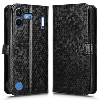 Fodral för Nothing Phone (4b) med plånbok och prickmönster, PU-läder med handledsband - Svart