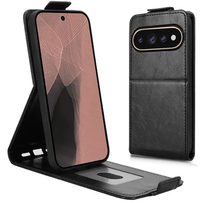 För Google Pixel 11 Pro XL ställbar sken med magnetisk spänne, vertikal vikbar lädersken med kortficka - Svart