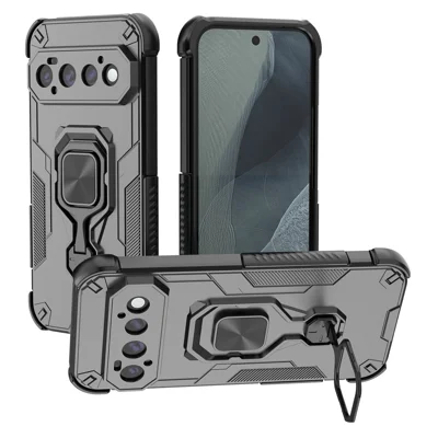 För Google Pixel 11 Pro-hölse med roterbar ringställare PC + TPU chockabsorberande mobilhölse - Svart