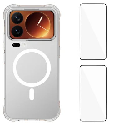  WANLONFENG for Xiaomi 18 Pro Max WL1 Series 2.0mm Magnetic Case Clear TPU Phone Back Cover with 2Pcs Screen Films - Transparent