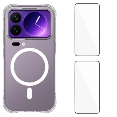  WANLONFENG na Xiaomi 18 Pro Seria WL1 2,0 mm Obudowa Magnetyczna Przezroczysta TPU Pokrywa Tylna z 2 szt. Foliami Ekranowymi - Przezroczysta