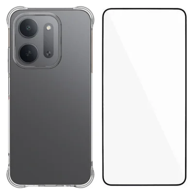 WANLONFENG لجهاز Xiaomi Redmi 17C 5G سلسلة WL غطاء هاتف بسماكة 2.0 مم من مادة TPU مع فيلم زجاجي مقسّى - شفاف